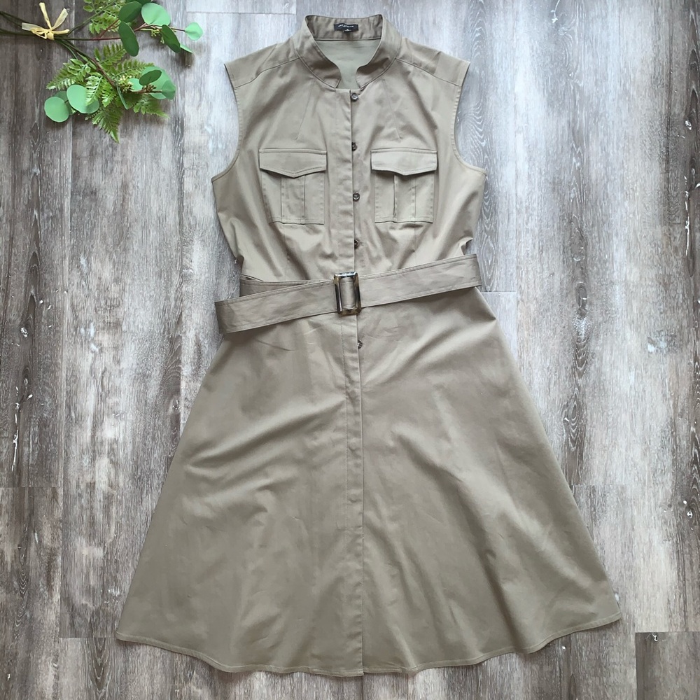 Ann Taylor Utility Belted A-Line Sleeveless Dress